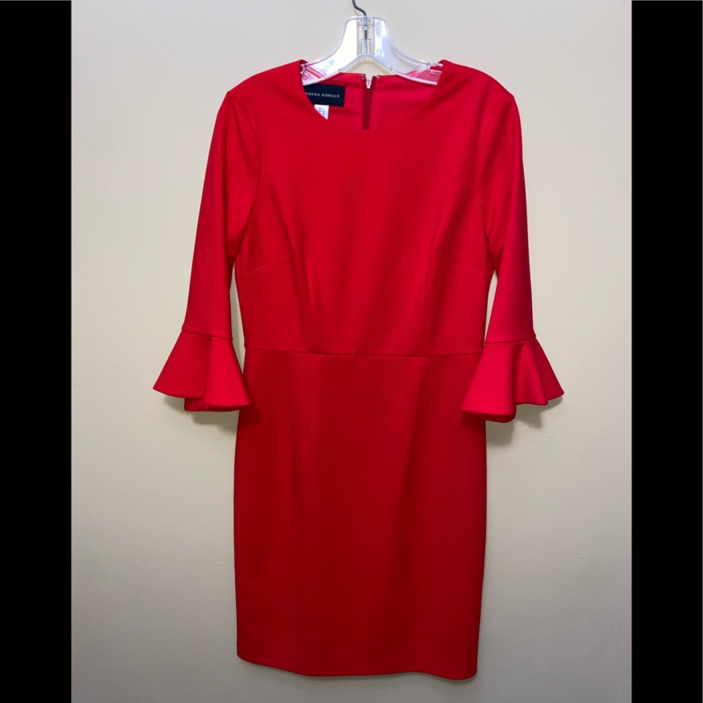 Red Donna Morgan Bell Sleeve Dress